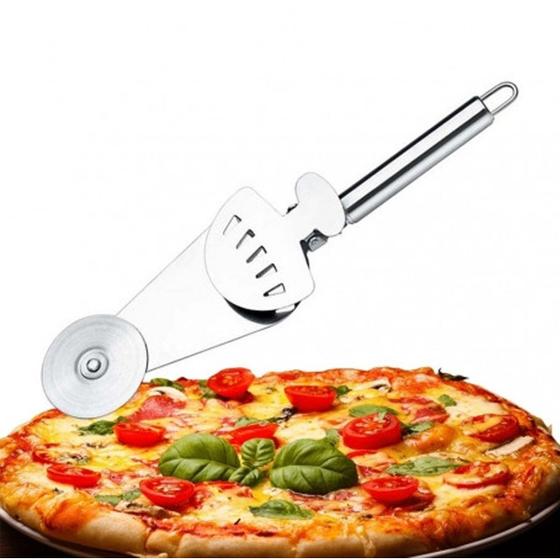 Imagem de 2 Cortador de Pizza Multifuncional Inox Corta Pega e Prensa.