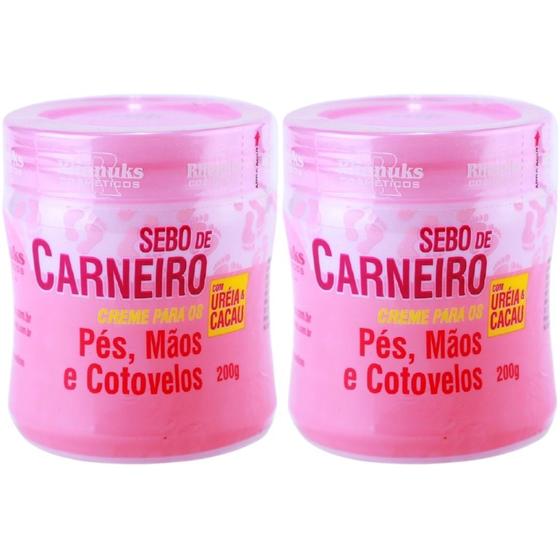 Imagem de 2 Creme Hidratante Pé Mãos Rachadura Sebo De Carneiro 200g