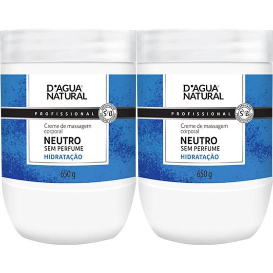 Imagem de 2 Creme Massagem Corporal Neutro  650G Dagua natural