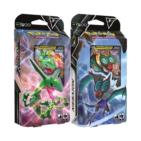 Imagem de 2 Decks Pokémon Espada Escudo Baralho Batalha Rayquaza V e Noivern V Copag Cards Cartas em português