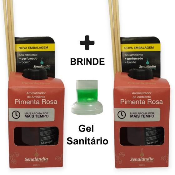 Imagem de 2 Difusor de Aromas de Pimenta Rosa Marca Senalândia Odorizador Casa Lar Perfumado 280ml - Envio Já