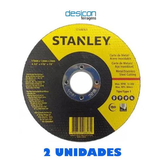 Imagem de 2 Discos Abrasivo de Corte Para Metal e Inox 115mmx22mm Stanley