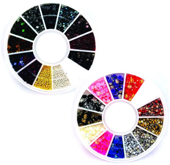 Imagem de 2 Discos Pedrarias Unhas Strass Caviar Tachinhas Margaridas