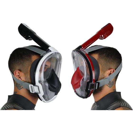 Imagem de 2(duas) Máscaras de Mergulho Full Face Dive Motion 3ª Geração - Preta L/XL e Vermelha L/XL