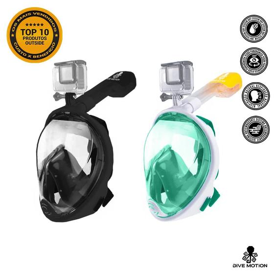 2 (duas) Máscaras Full Face Câmera de Ação Dive Motion Menor preço em 2 (duas) Máscaras Full Face Câmera de Ação Dive Motion