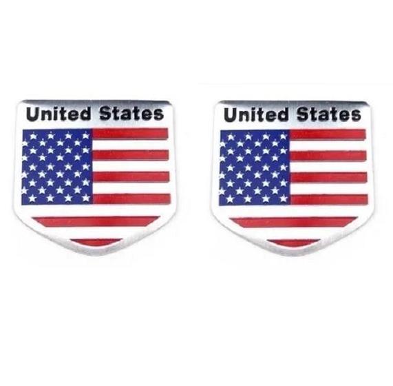 Imagem de 2 Emblemas Bandeira Estados Unidos Usa America Aluminio