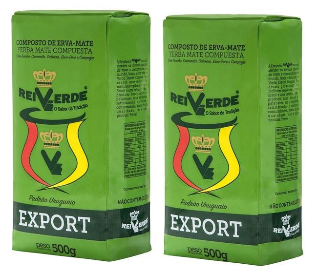 Imagem de 2 Erva Mate Chimarrão REI VERDE EXPORT COMPOSTA Uruguai 500g