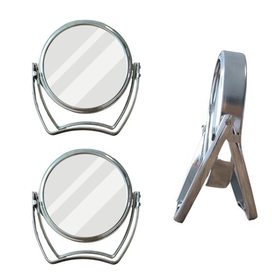 Imagem de 2 Espelhos de Mesa Giratório 2 Lados Dupla Face Zoom 3x