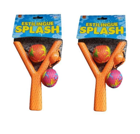 Imagem de 2 Estilingues Lançador Splash Ball c/ 4 Bolas Brinquedo