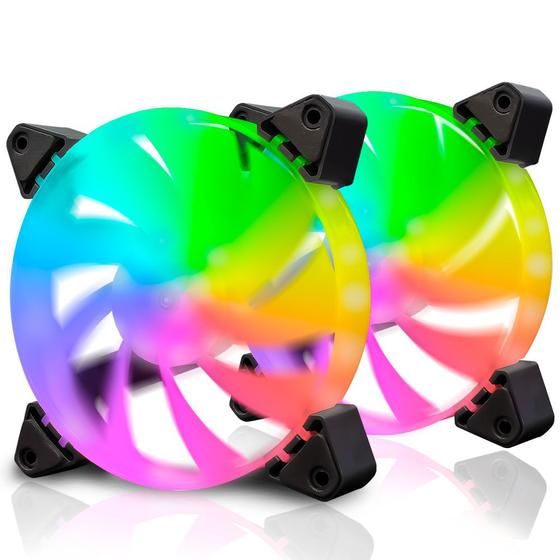 Imagem de 2 Fans Led Rgb Para Gabinete E Cpu 120mm Alta Potencia Top