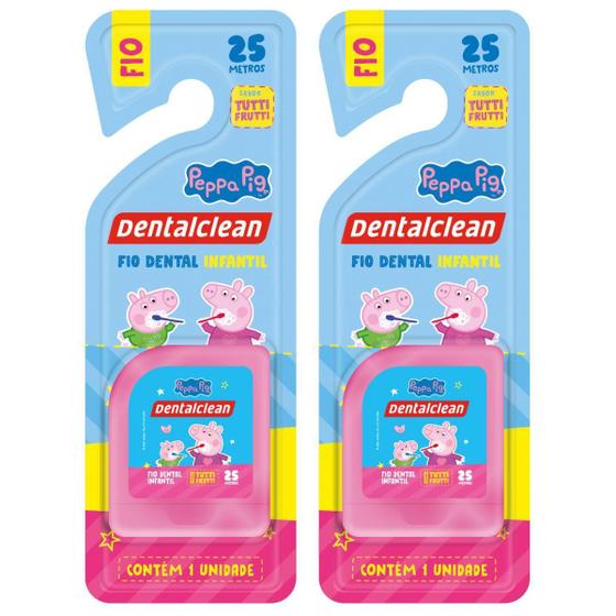 Imagem de 2 Fio Dental Infantil - Peppa Pig - 25M - Rosa - Dentalclean