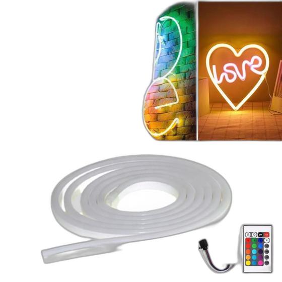 Imagem de 2 Fitas Mangueira Led Neon Rgb 16 Cores 5M 12V Com Controle