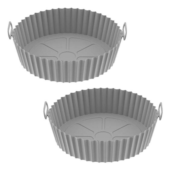 Imagem de 2 Formas de Silicone Cesto AirFryer Reutilizável Com Alça Redondo