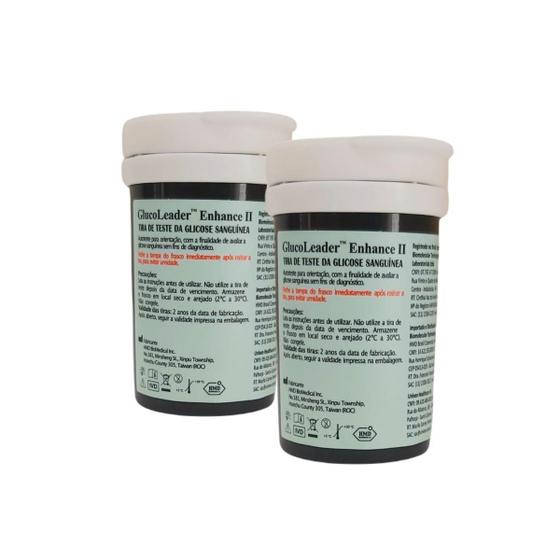 Imagem de 2 Frascos De Tiras Reagentes Glucoleader C/50 Unidades