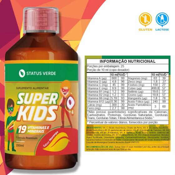 Imagem de 2 Frascos Super Kids Xarope Infantil Multi Vitaminas Kit 500ml Status Verde