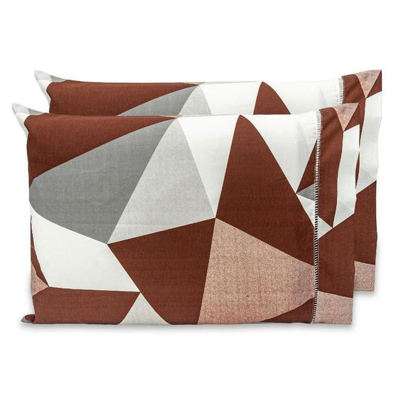 Imagem de 2 Fronhas Estampadas e Com Ponto Palito 70cmx50cm Percal 180 Fios