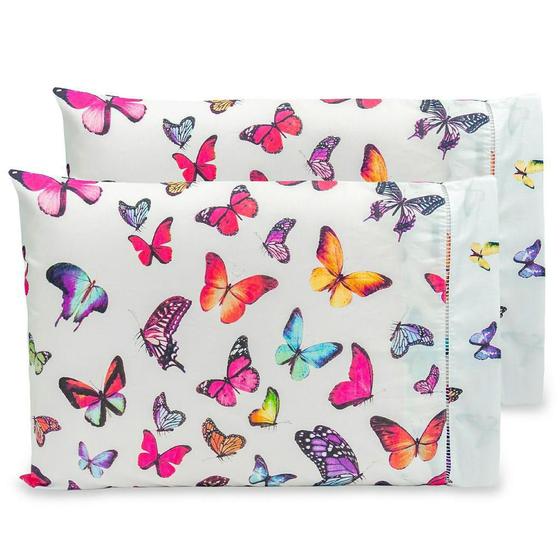 Imagem de 2 Fronhas Estampadas e Com Ponto Palito 70cmx50cm Percal 180 Fios