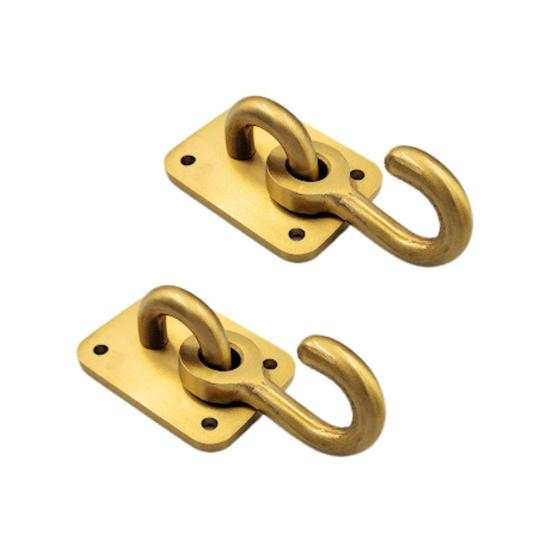 2 Ganchos De Rede Latão Dourado Fosco Fechart (Par) + Paraf Imagem de 2 Ganchos De Rede Latão Dourado Fosco Fechart (Par) + Paraf