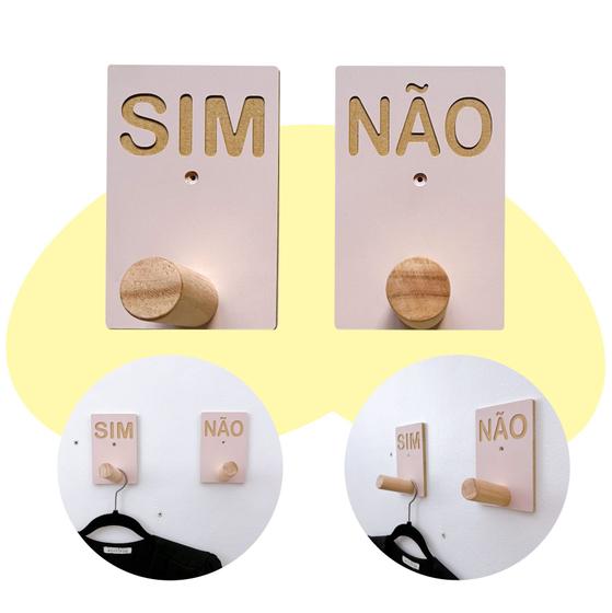 Imagem de 2 Ganchos Provador de loja Sim Não roupas boho rosa premium