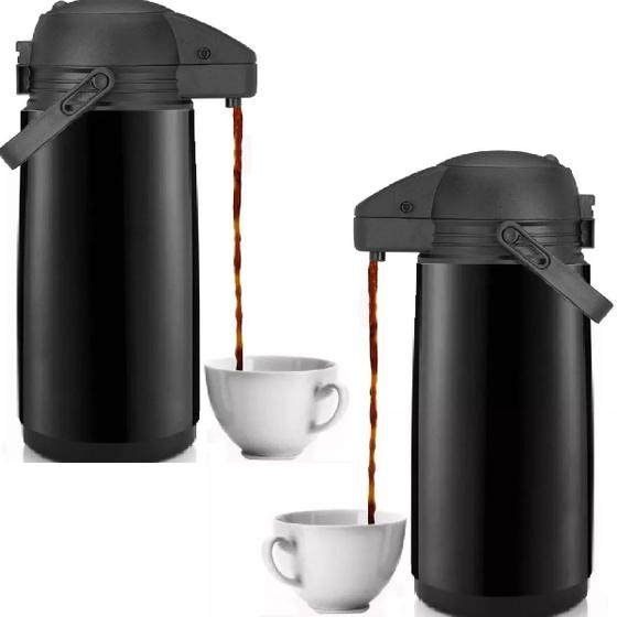 Imagem de 2 Garrafa Térmica Pump Café Água 1,9 Litro Cafeteira Pressão