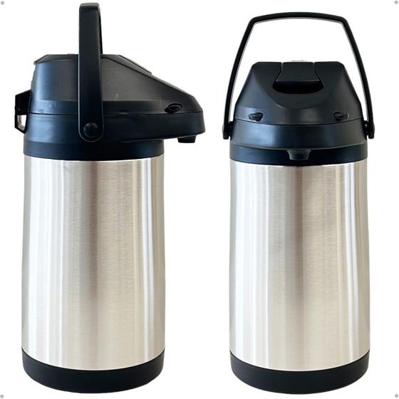 Imagem de 2 Garrafas térmicas inox 4 Litros grande chá leite água quente fria tereré suco café da manhã hotel