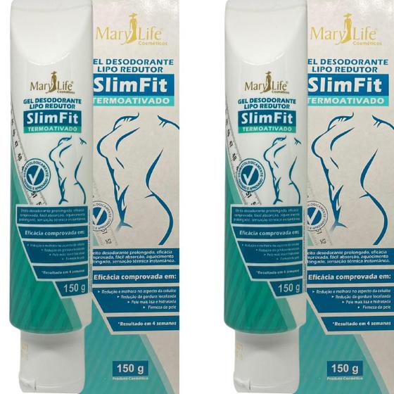 Imagem de 2 Gel Lipo Redutor Mary Life Slim Fit Termoativado Bisnaga 150g