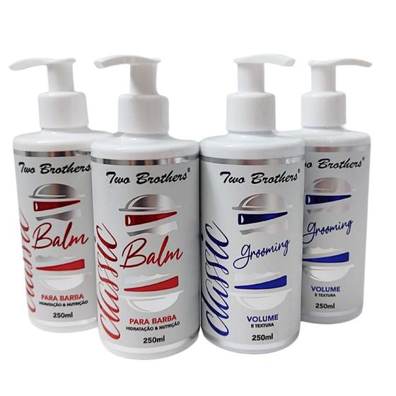 Imagem de 2 Grooming 250ml + 2 Balm 250ml Two Brother Cabelo/barba penteado