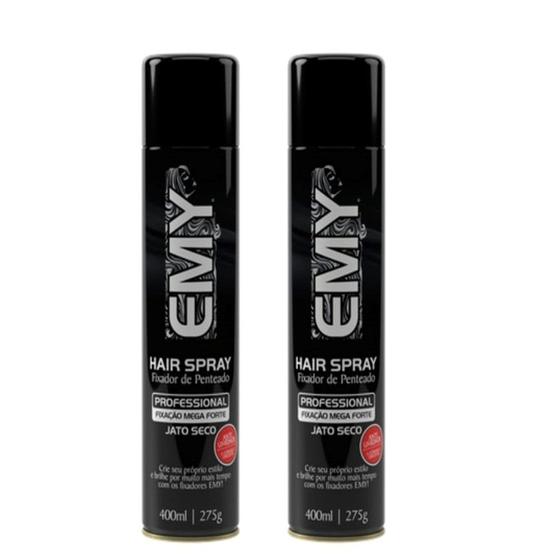 Imagem de 2 Hair Spray Fixador de Penteado Fixação Mega Forte EMY 400ml