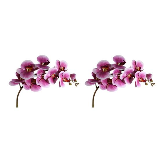 2 Hastes de Orquídea Artificial 9 flores 97cm Branco e Lilás - AloCasia -  Flor e Planta Artificial - Magazine Luiza
