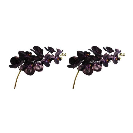 2 Hastes de Orquídea Negra Artificial 9 flores 97cm Preto - AloCasia -  Plantas Artificiais - Magazine Luiza