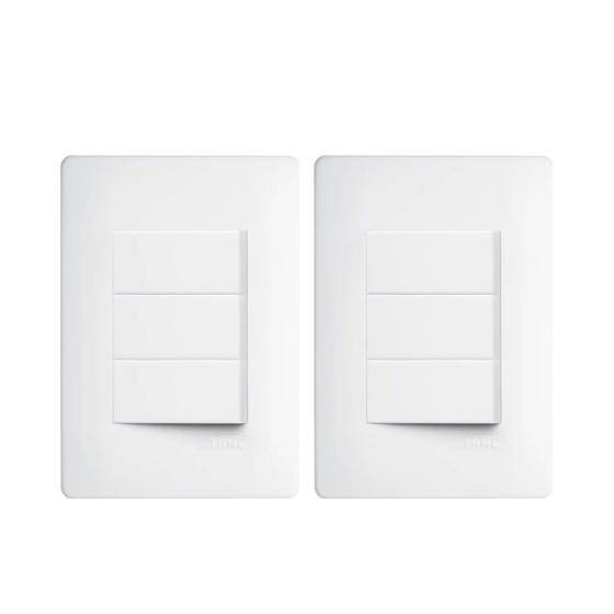 Imagem de 2 Interruptor Simples Triplo Habitat Branco Fame 2095