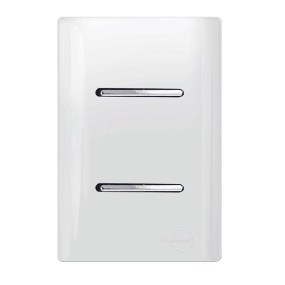 Imagem de 2 Interruptores Simples Horizontal Cromado com Placa 4x2 Branco - DC-12005 - NOVARA