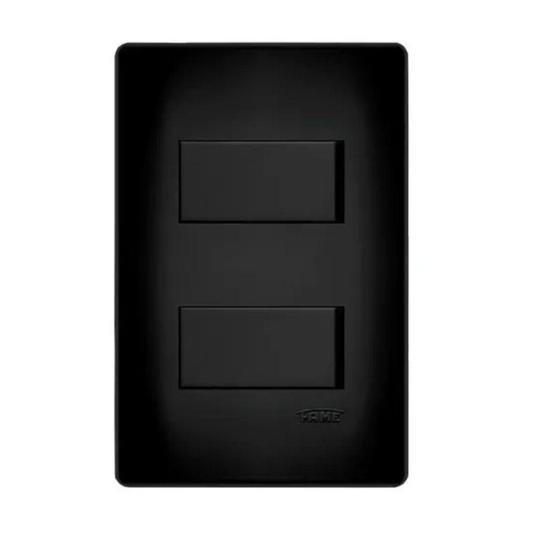 Imagem de 2 Interruptores Simples Preto Distantes 16a/250v Com Placa Suporte - FAME