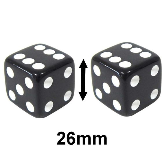 Imagem de 2 Jogo De Dado 26mm (2,6cm) Preto - EJ Games