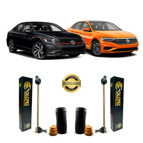 Imagem de 2 Kit Bieleta Tirante Batente Guarda Pó Suspensão Dianteira Volkswagen Jetta 2018 2019 2020 Blindado