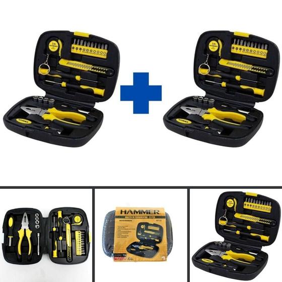 2 Kit Conjunto De Ferramentas Hammer Gykf21 Maleta 21 Peças Maleta