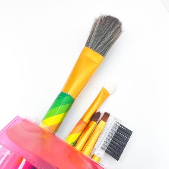 Imagem de 2 Kit de pincéis arco-íris macio para maquiagem com 5 unidades cada ótima qualidade