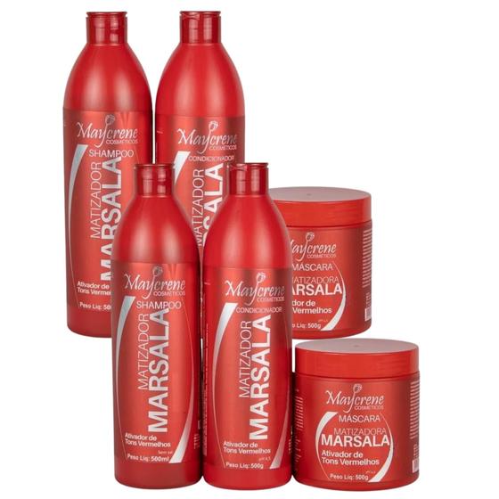 Imagem de 2 Kit Matizador Marsala Maycrene (2 Shampoo + 2 Condicionador + 2 Máscara )