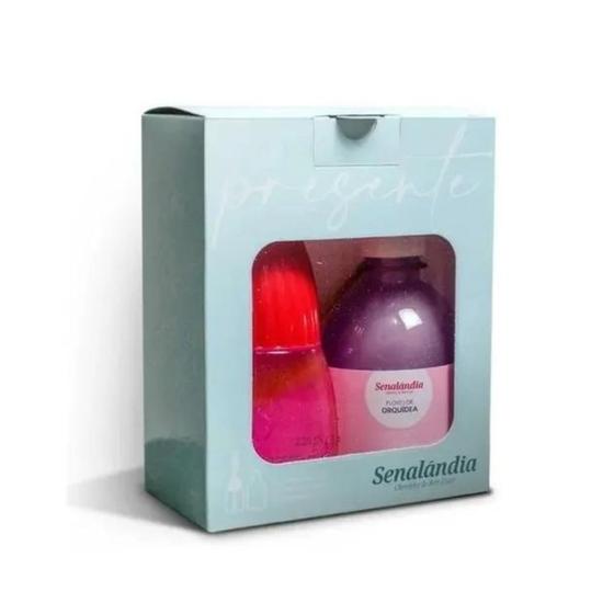 Imagem de 2 Kit Presente Embalado Funcionário Orquídeas: 1 Sabonete 250ml + 1 Aromatizador 200ml - Envio Já