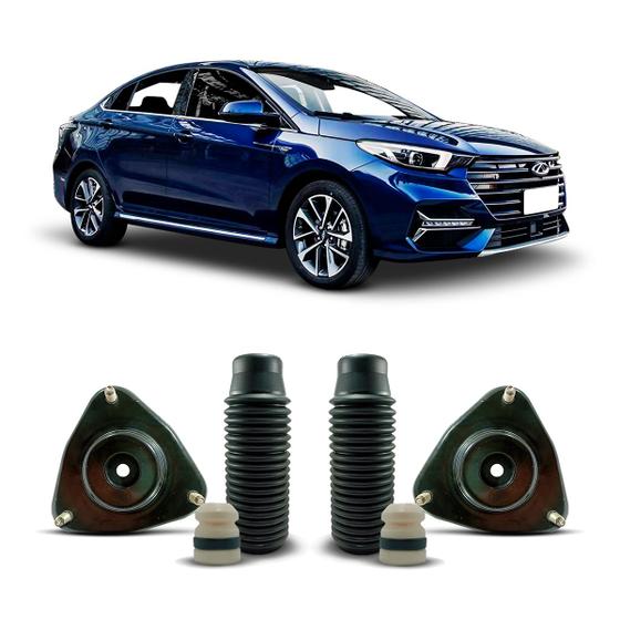 Imagem de 2 Kit Suporte Reparo Coxim Batente Coifa Suspensão Amortecedor Dianteiro Caoa Chery Arrizo 6 Pro 2021 2022 2023