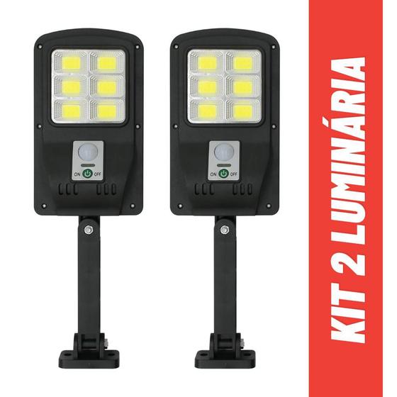 2 Kits Luminária Solar Led Sensor 3 Funções Parede Branco Frio Solar