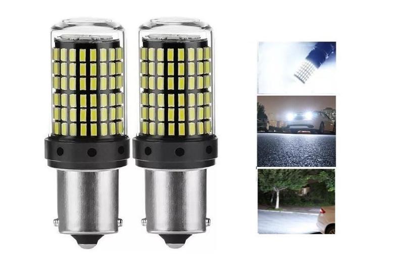 Imagem de 2 Lâmpada Led 1156 1 Polos 144 Led Iluminação Branca Canbus