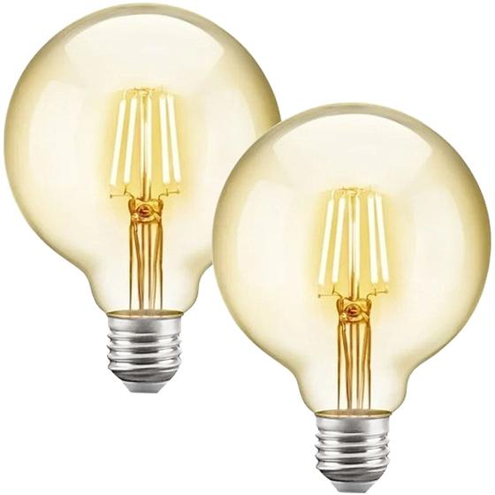 Imagem de 2 Lâmpadas Vintage Filamente Led Decorativa Retrô Vintage Âmbar Globo G125 4W 320LM Gmh Trade