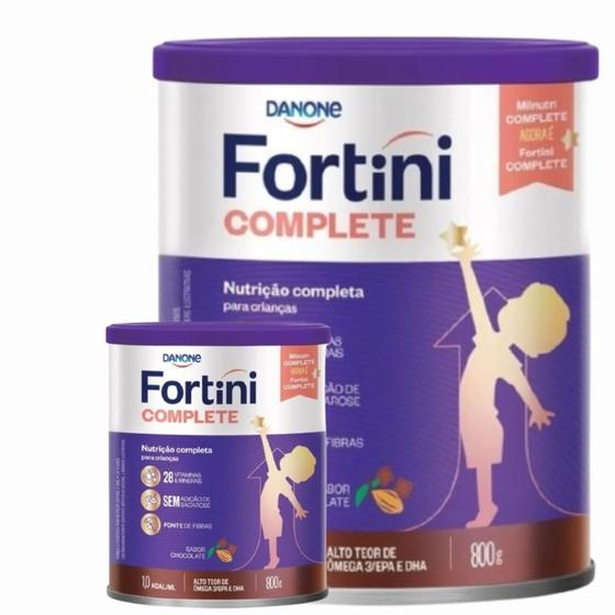 Imagem de 2 Latas - Suplemento Infantil Em Pó Fortini Complete Danone- 800gr Chocolate