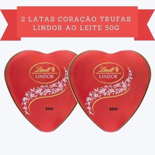 Imagem de 2 lindt lindor heart tin coração lata chocolates lindor 50g