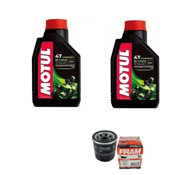 Imagem de 2 Litros Óleo Motul 5100 10w40 Semi Sintético + 1 Filtro Óleo Fram Ph 6018 Linha Suzuki