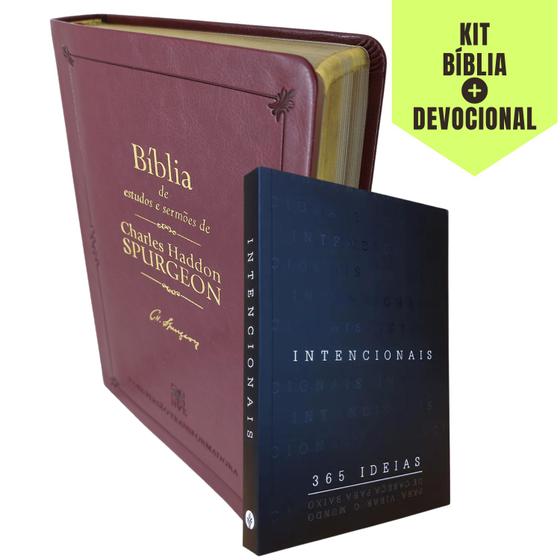 Imagem de 2 Livros de Estudos Como: 1 Bíblia de Estudos Versão Transformadora Sermões Spurgeon + 1 Devocional Intencionais de Jovens Para Jovens