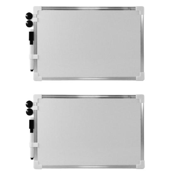 Imagem de 2 Lousas Magnética Quadro Branco 20 x 30cm com Caneta Ímã
