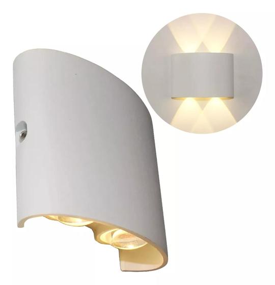 Imagem de 2 Luminária Arandela parede Led 4w Super Lente 4 Fachos 3000k meia lua