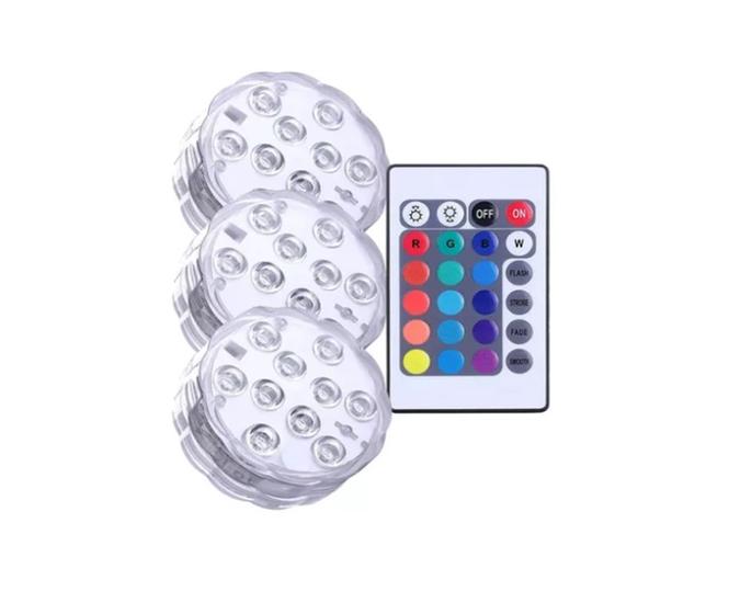 Imagem de 2 Luminária Led Piscina Controle Remoto Pilha Ventosa Cor